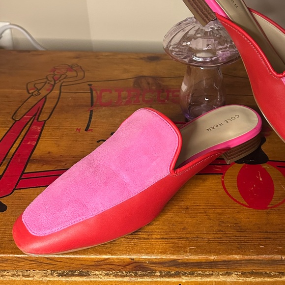 Cole Haan Perley Slip On Mules Vibrant Pink and Red - Picture 3 of 15